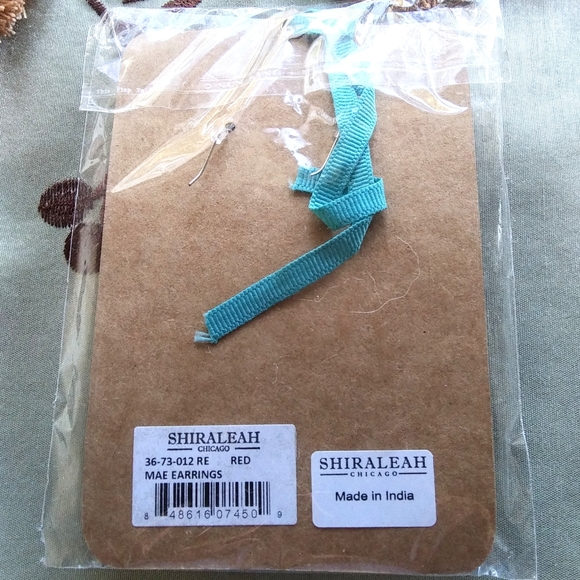 Shiraleah Mae Red Stone Dangle Earrings - Picture 4 of 6